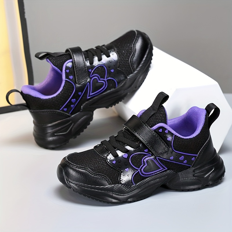 2024 Women'S Black & Purple Sneakers - Stylish Low Top Casual Shoes with Adjustable Straps, All-Season Comfort, Rubber Sole, Casual Footwear | Trendy Sneakers | Strap Shoes