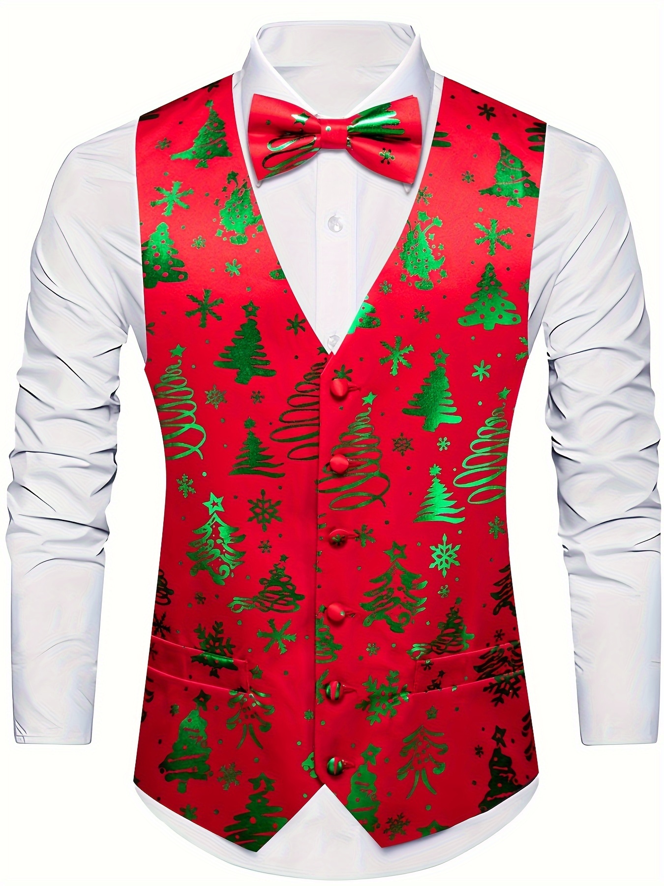 white christmas dresses Men's Christmas Holly Lightweight Softshell Vest Sleeveless Jacket for Golf Windproof Waterproof M / Regular main image 0