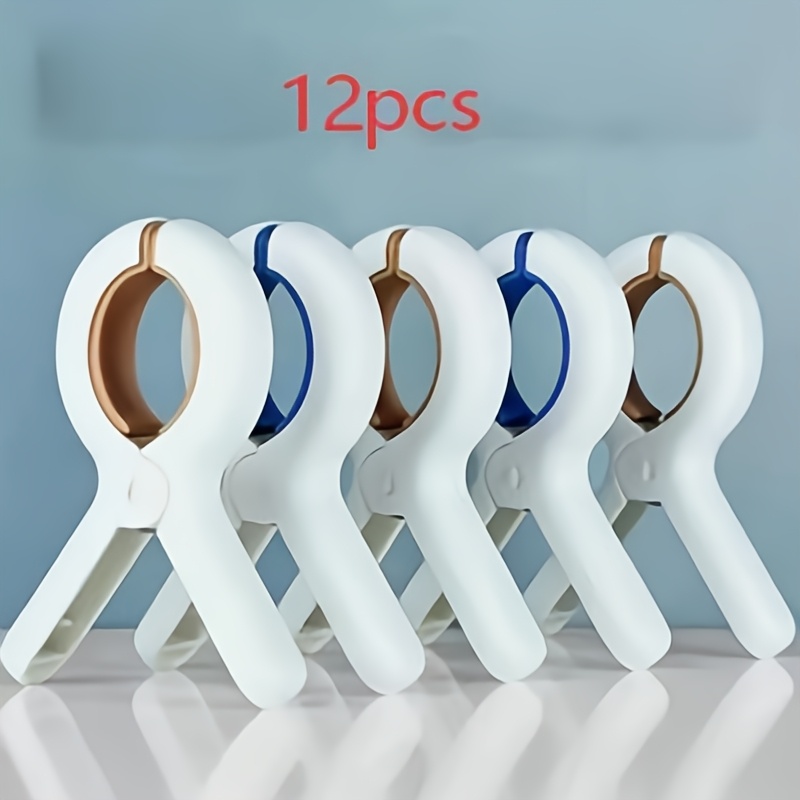 TEMU 12pcs Large Windproof Clothespins(6 Tan+ 6 Blue)- Non-slip , Rustproof Durable, Drying Quilts, Sheets, Coats, Towels, Heavy-duty Outdoor& Indoor
