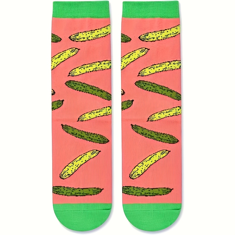 TEMU 1 Pair Of Quirky Pickle-themed Socks For Men And Women - A Creative Gift For Pickle Lovers - Fun And Whimsical Socks Suitable For Everyday Wear