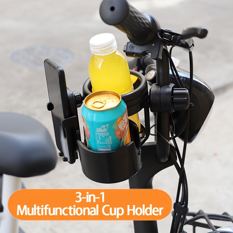 

3 In 1 Universal Bicycle Cup Holder, Mobile Phone Holder, 360 Degree Swivel Adjustable Drink Holder, Multi-functional Holder For Bicycle Stroller, Motorcycle And Scooter