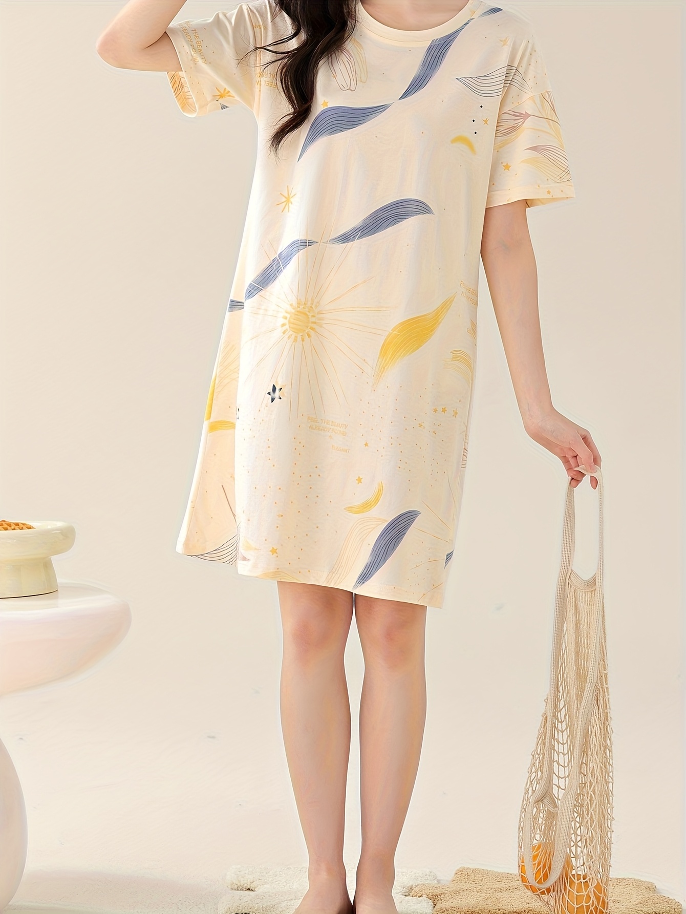 women's spring summer 100% cotton sleep dress casual short Temu