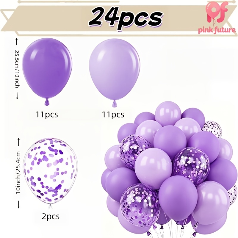 TEMU Set di 24 palloncini in lattice viola lavanda, viola, viola chiaro, palloncini in lattice viola , 10 pollici, adatti per compleanni, matrimoni,