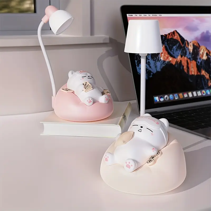 1pc lihangstar soft cat night light usb rechargeable 3 level brightness pat lamp bedroom bedside office decor stress relieving led table light with cute cartoon design ideal holiday gift led lights for bedroom Product details 3