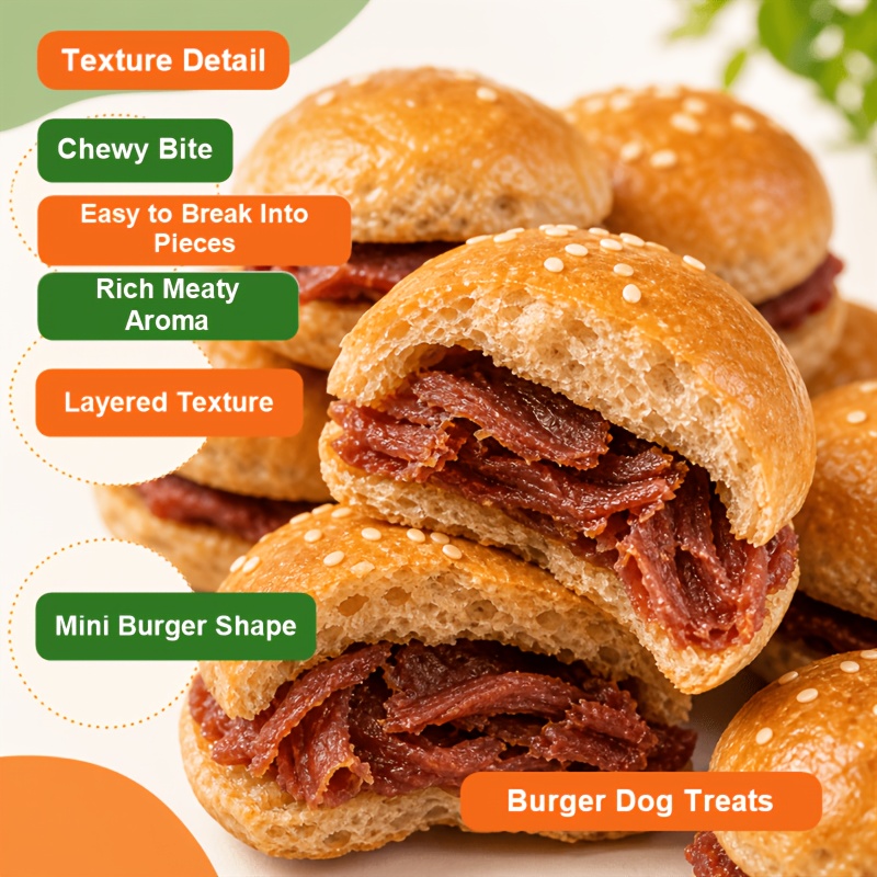 Burger Dog Treats 200g, Shaped Treats For Dogs, Training Rewards, Daily Snack, Reward For Small Medium Large Dogs