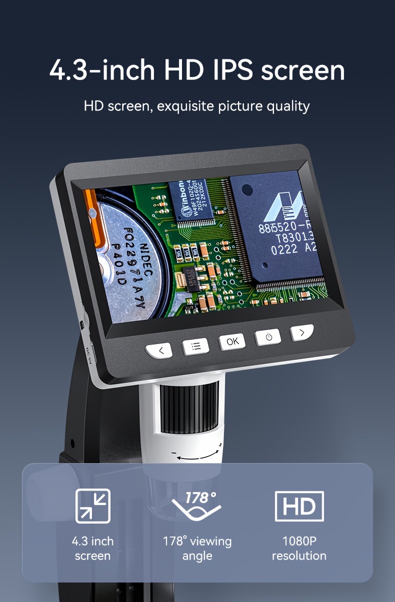 1000X Digitalmikroskop 8 LED Echtzeit-Rendering, Computermikroskop, Elektronen-Biologiemikroskop