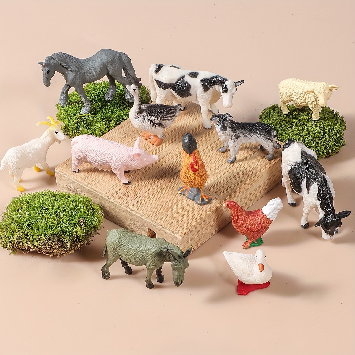 Buyger Juego de figuras de animales de granja para niños, grandes y mini  figuras de plástico de granja, juguetes de tractor, remolque, camión