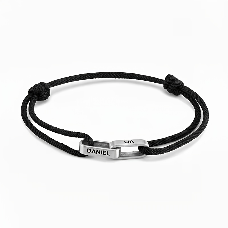 TEMU Custom Couple Bracelets With Name Engraving – Unisex Adjustable Knot Friendship Bracelets, The Perfect Personalized Gift For Christmas,