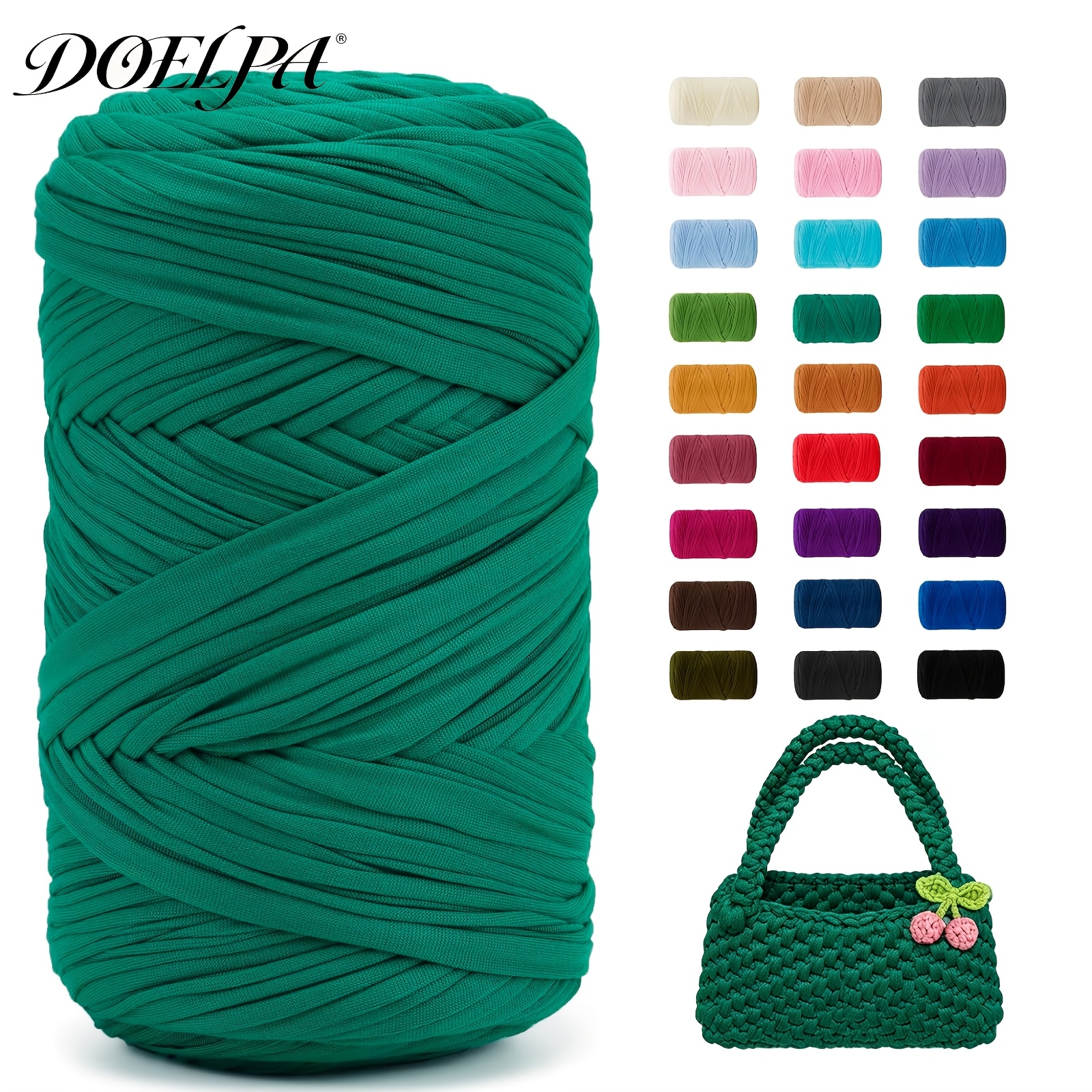 Image of Doelpa 400g/120m T-shirt Yarn, T-shirt Ribbon Yarn For Crochet, Crochet Yarn, Thick Yarn For Crochet Bags/baskets/carpets, Home Decoration, Crafts