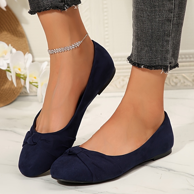 Ballet Flats Navy Blue Summer Flats Women'S Elegant Bowknot Flat