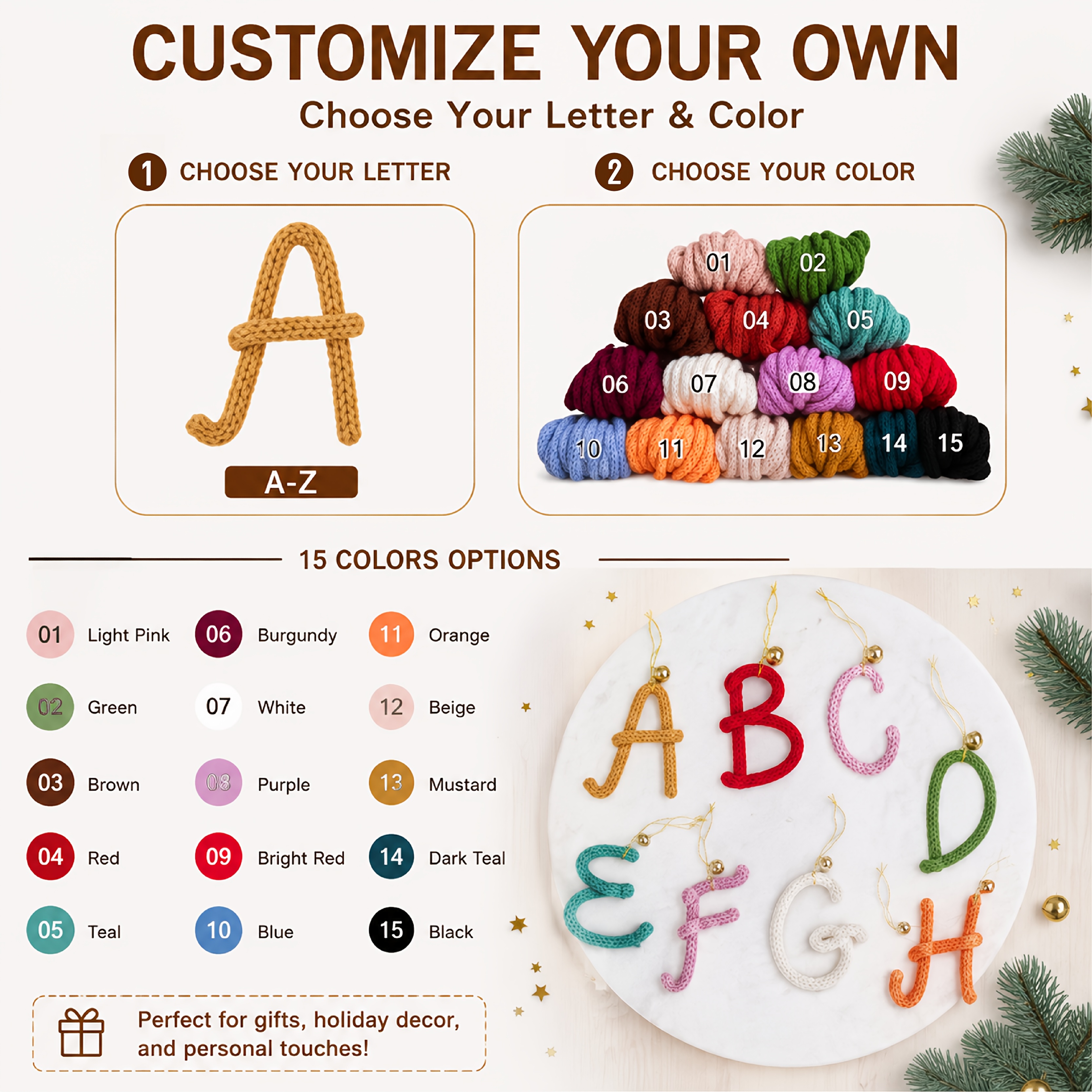 TEMU Wire Letter Christmas Ornament Custom Stocking Tag Wire Initial Personalized Monogram Gift Tag