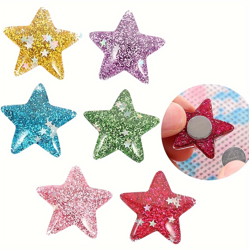 6pcs/1pc Diamond Painting Magnet Cover Holder, Star Shape Diamond Painting Cover Locator, Stitch Magnetic Cover Holder For Diy Diamond Painting , (star Shape)