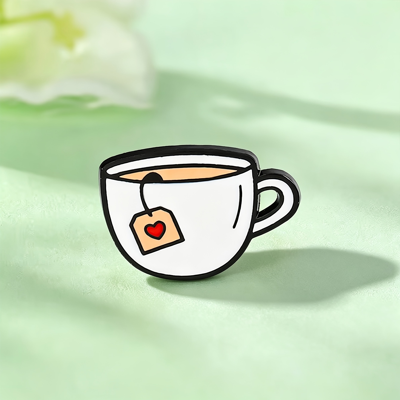 TEMU 1pc Cartoon Heart Teacup Decorative Badge, Simple And , Fine With Delicate Texture, Can Decorate Jackets, Backpacks, And Shirts, Adds A Touch To