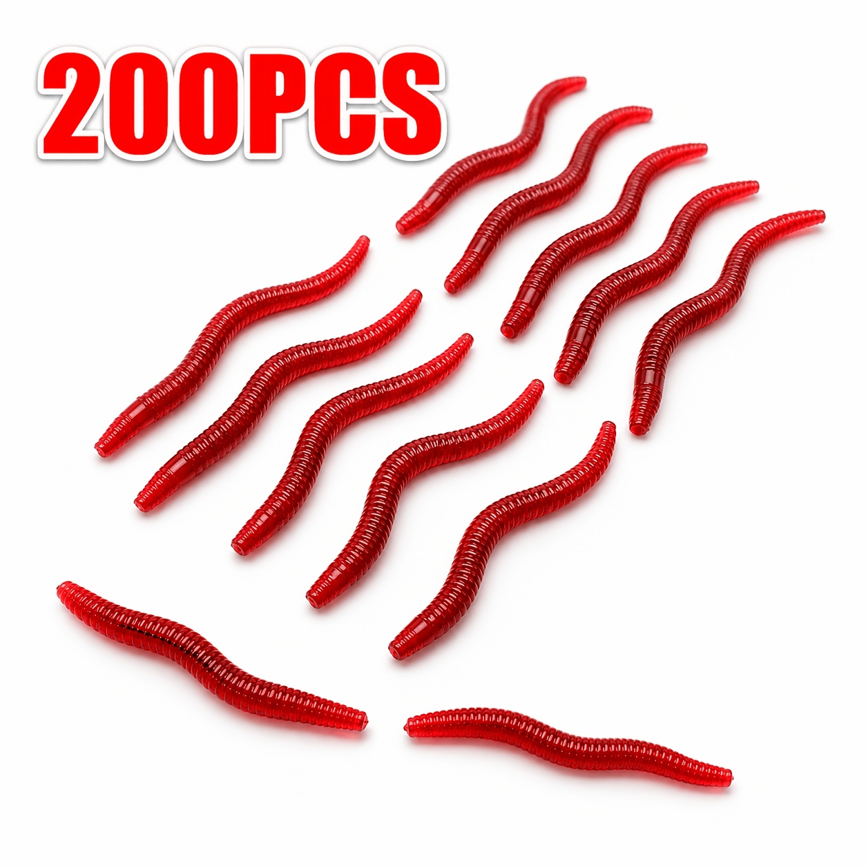 TEMU Esche morbide a forma di da 100/200/300 pz - rossi da 4 cm/1,2 pollici 0,3 g - Esche artificiali realistiche in gomma - Esche morbide da pesca