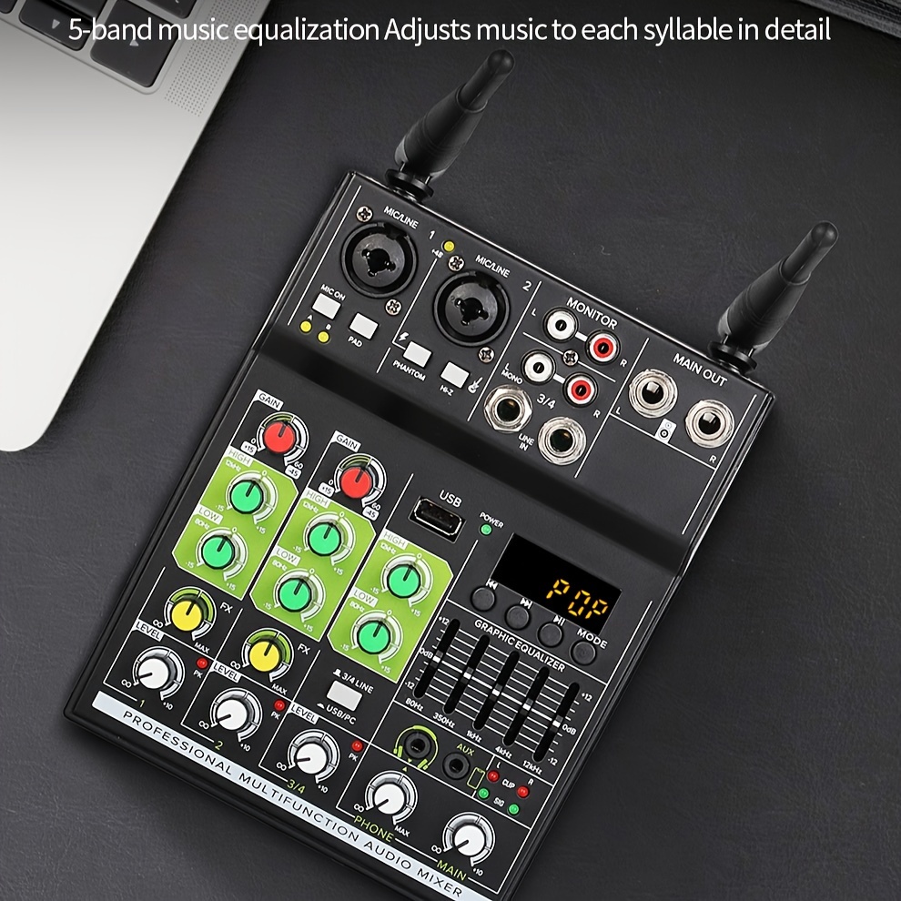 Professional Audio Mixer: Wireless Dual Microphone Usb Rec - Temu