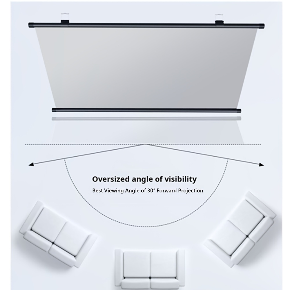 Xiaohui Portable Projection Screen Suitable For Home Theaters & Offices - Movie Screen With Manual Operation, Easy Assembly, Wide-angle 16:9 Ratio, Compatible For Projectors For & Presentations