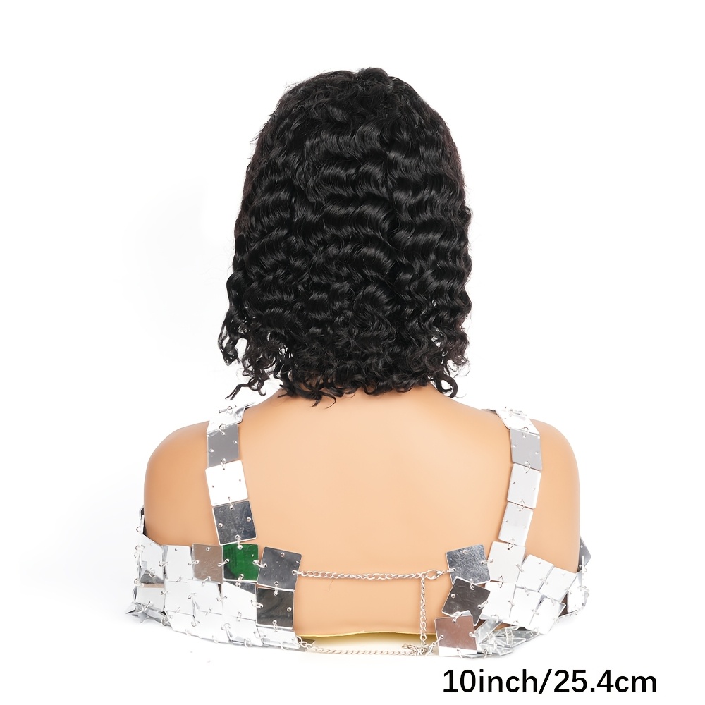 TEMU Bouncy Short Curly Bob Wig Brazilian Human Hair Deep Wave Wigs 13x4 Lace Front Bob Wigs For Women Beginner Friendly For Daily Wear & Cosplay &