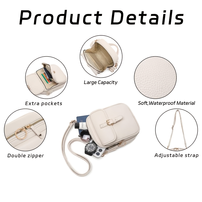 Women's Faux Leather Crossbody Bag, Multifunctional Large Capacity Purse