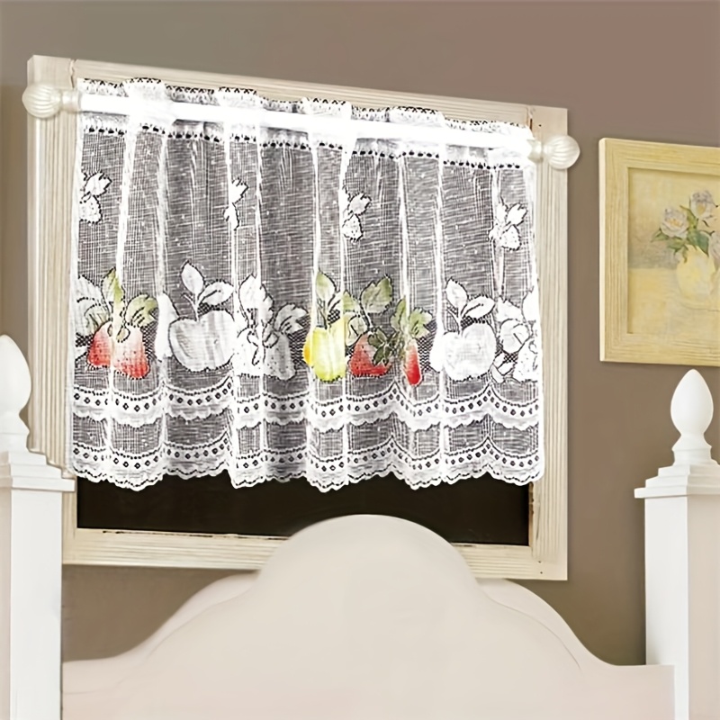 white lace partition short drape   curtain home kitchen curtain no drill cabinet curtain half length curtain