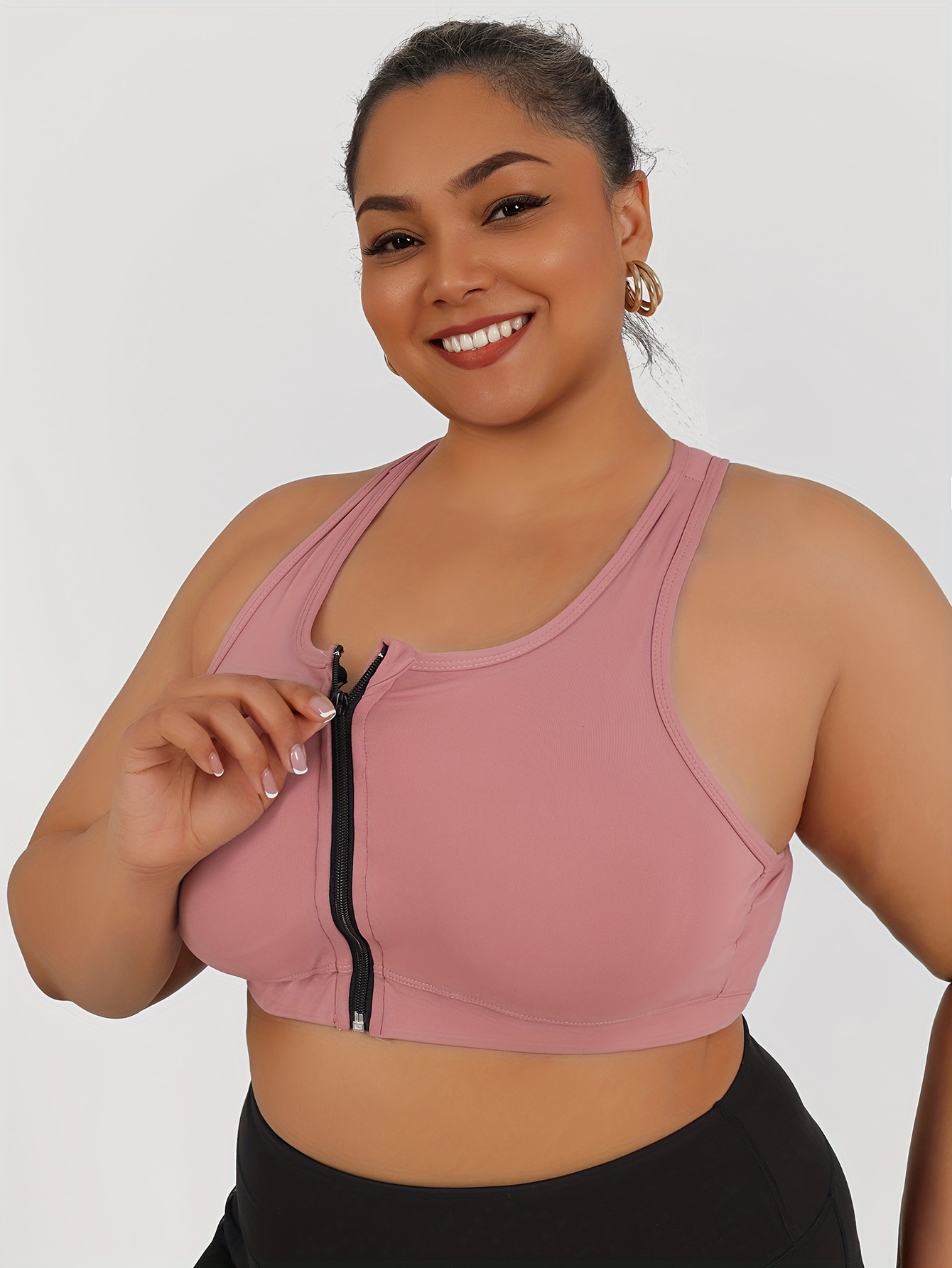 Women's High-Impact Sports Bra with Zipper Front Closure, Removable Pads & High-Elasticity Fabric - White Yoga Running Gym Bra for Workouts, Machine Washable, Strapless Push Up Bra, Workout Support, Backless Design, Durable Sports Wear