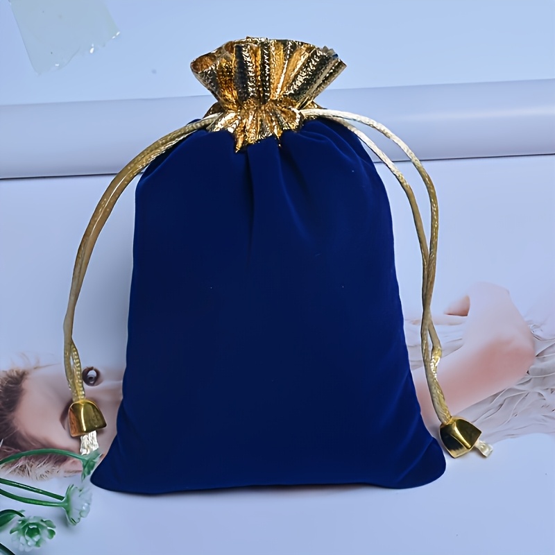 TEMU 20 pezzi di sacchetti regalo , e blu con bordo - per matrimoni e speciali | Eleganti bustine per gioielli con chiusura a coulisse | Tessuto
