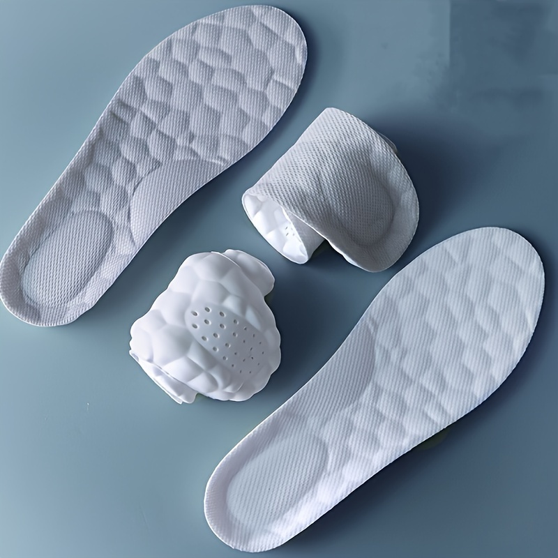 4pcs (2 Pairs) Of Double Cloud Soft And Stepped Sensation Men's And Women's Sweat-absorbing Breathable PU Running Training Comfortable Thickened Long-Term Standing Sports Shoes Insoles, Available In White And Black, for Free