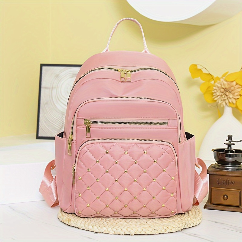 

Casual Fashion Solid Color Print With Adjustable Strap, Large Capacity Zip Up Trendy Backpack For Travel And School