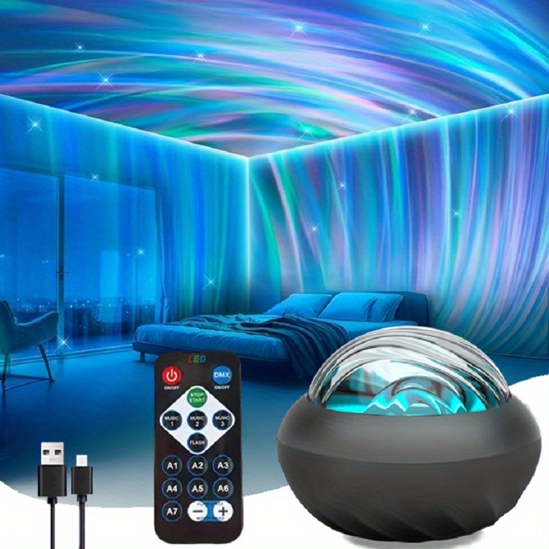 E-shop 1 Stück Nordlichter-Projektor mit USB-Betrieb, Beleuchtung, geeignet für Schlafzimmer, Partydekoration, modernes Tischgerät, Weihnachtsgeschenk,