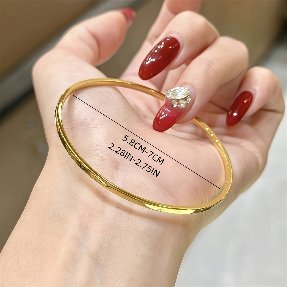 TEMU Non-fading 3 Lives 3 Worlds Glossy Closed Best Friend Bracelet Family Same Style Temperament Couple Bangle_plain Round Bangle_women's Easy Style