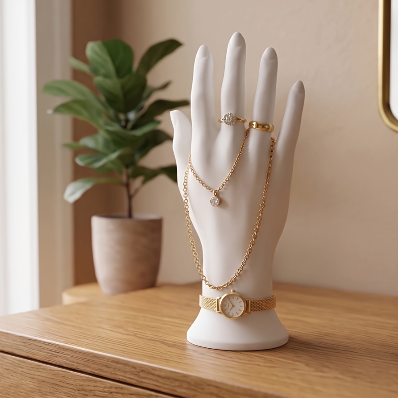 TEMU 3d Printed Realistic Hand Elegant Jewelry Tray, Ring Necklace Bracelet Display Tray, Light Luxury Desktop Ornament Organizer, Suitable For