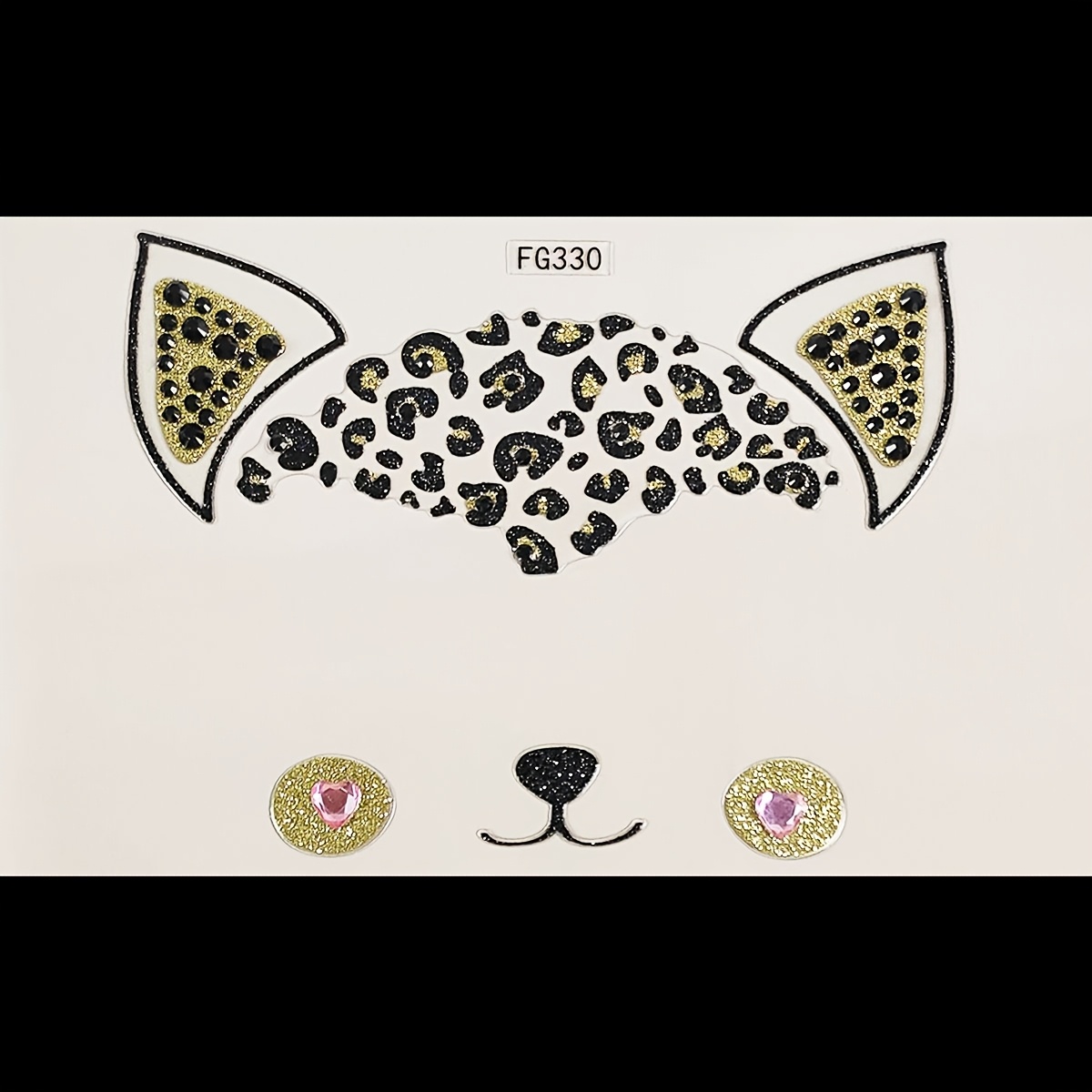 TEMU Sparkling Leopard Cat Acrylic Facial Stickers - Waterproof Glitter Face Decals With Golden & For Costume Parties, Masquerade Masks, Festive