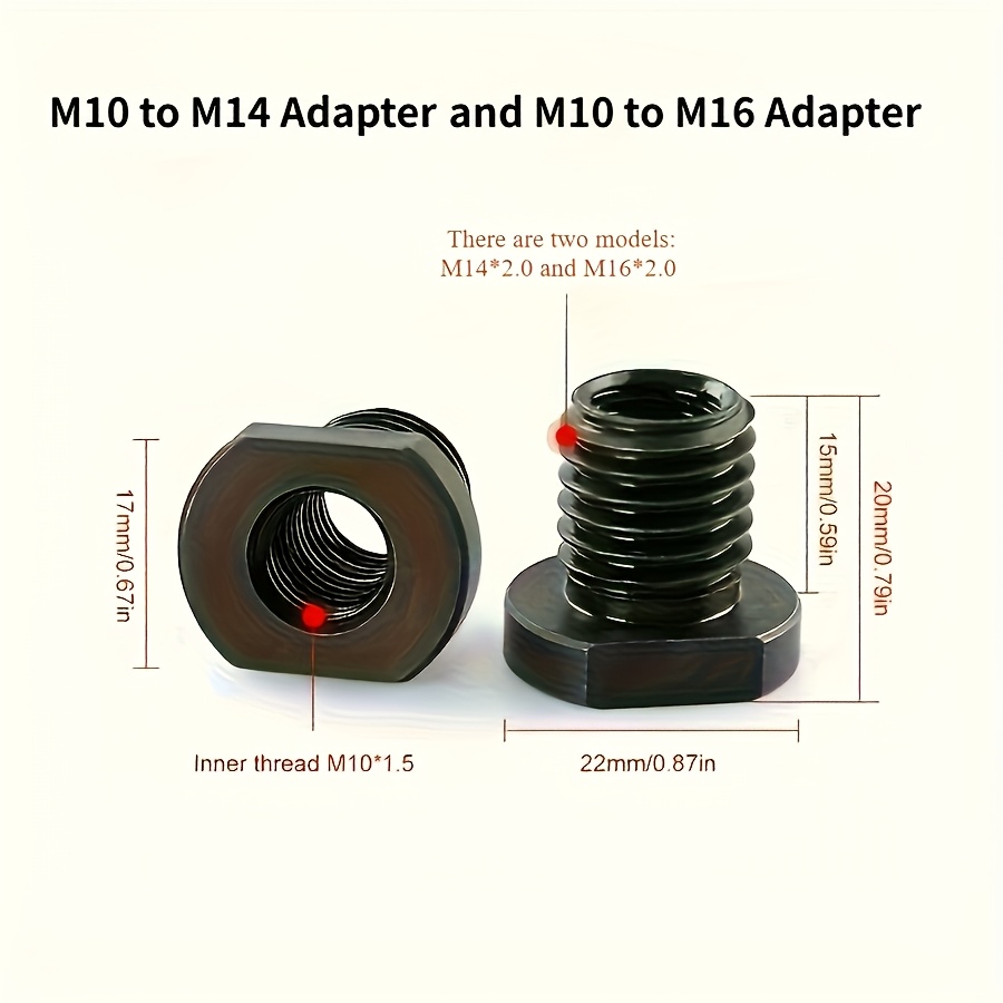 Conversion Kit, M10 To M14 And M16 Metal Thread Adapter, Electric And Polished Bearing Connector Diy Enthusiasts And Engineers