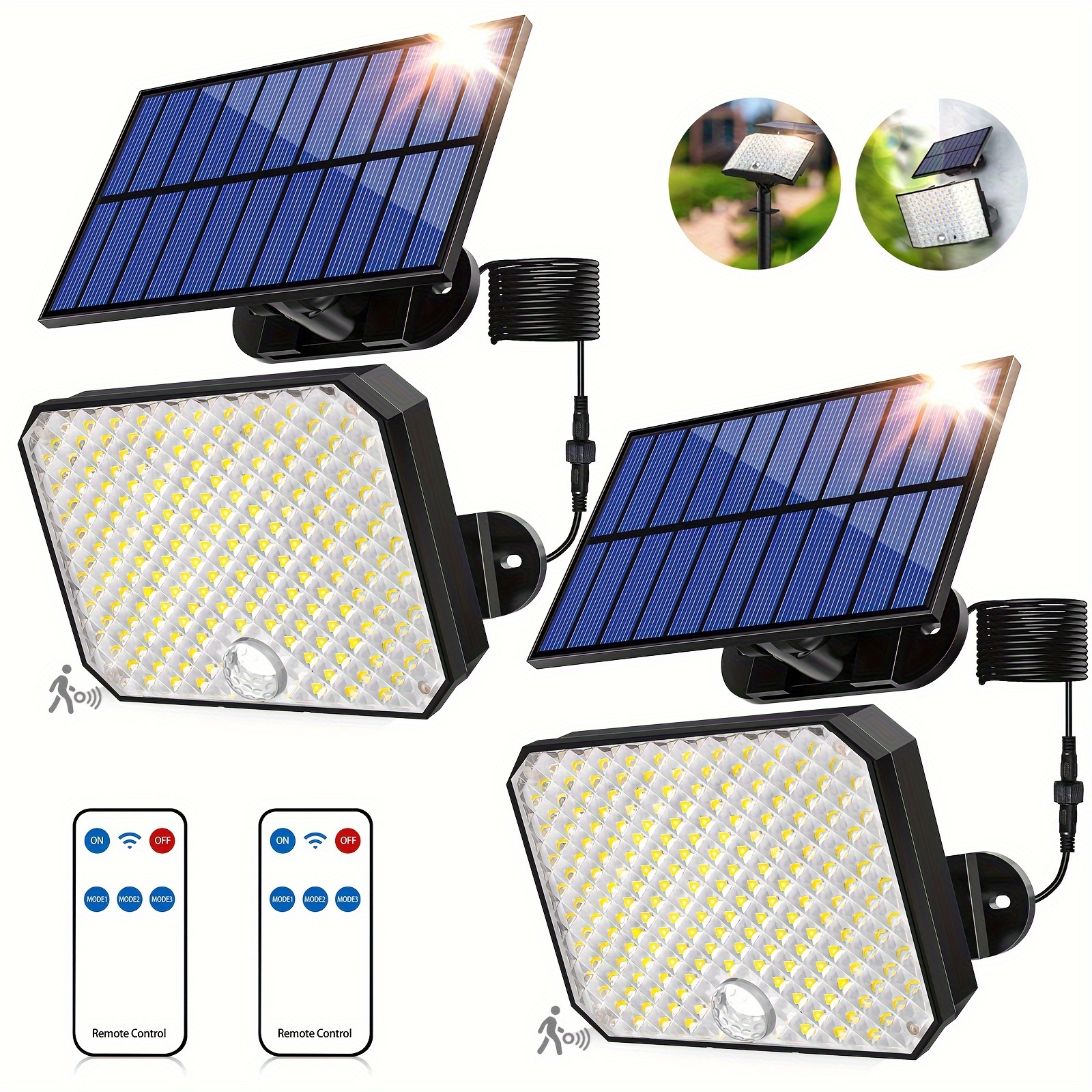 

Pack Of 2 Ultra Outdoor Solar Lights, 4000lm Motion Sensor Solar With Remote Control - Ipx5 Waterproof Security Light, Ultra Solar Lighting, Outdoor Patio Garage