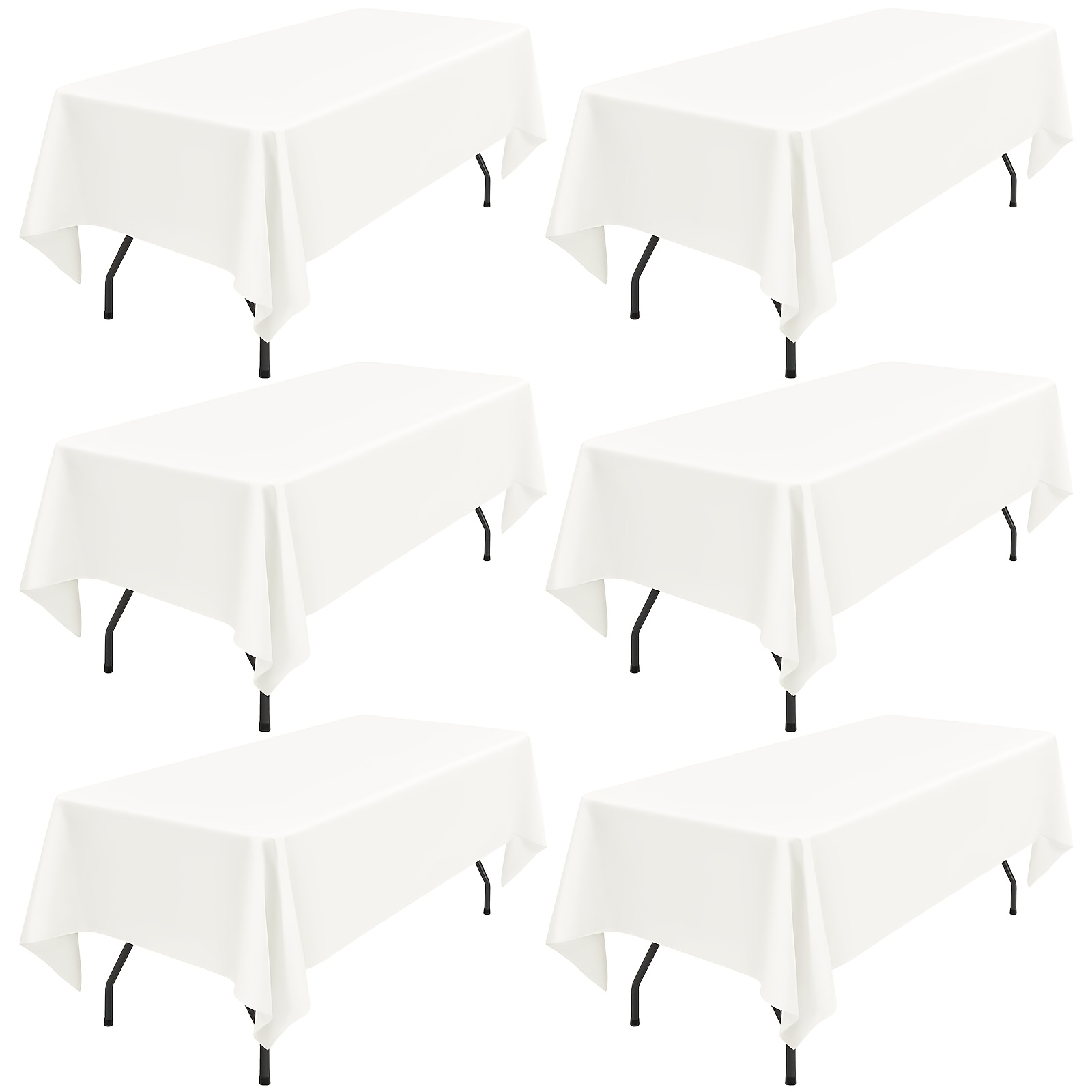 6-pack 153 Cm (60 X 102 Inch) Polyester Tablecloths 153 Cm For 6-foot Rectangular Table Polyester Tablecloths Washable Tablecloths For Wedding Reception, Banquet Party