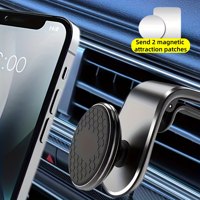 

360° Rotatable Magnetic Car Vent Mount, Strong Magnetic Phone Holder, Aluminum Alloy Car Phone Stand, Waterproof, Fits Iphone, Samsung, Xiaomi - No Battery Required