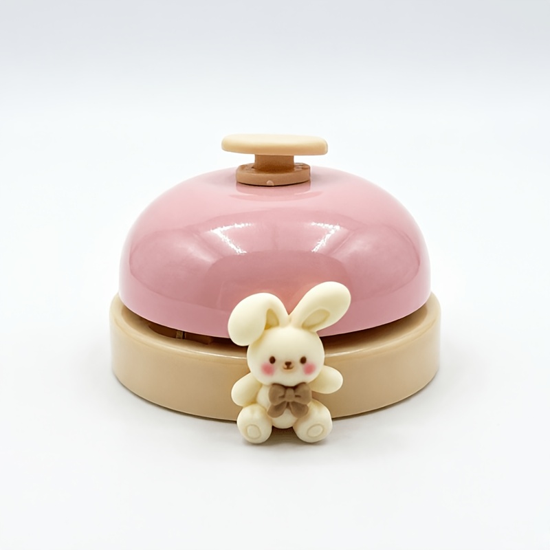 TEMU 1pc Cute 3d Rabbit Bell, Pink Metal Desktop Call Bell, Restaurant Office Reception Service Bell, Student Classroom Interactive Game Quiz Bell,