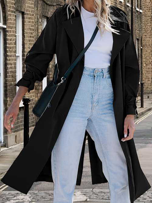 Women's Coats Hfyihgf Women's Double Breasted Long Trench Coat