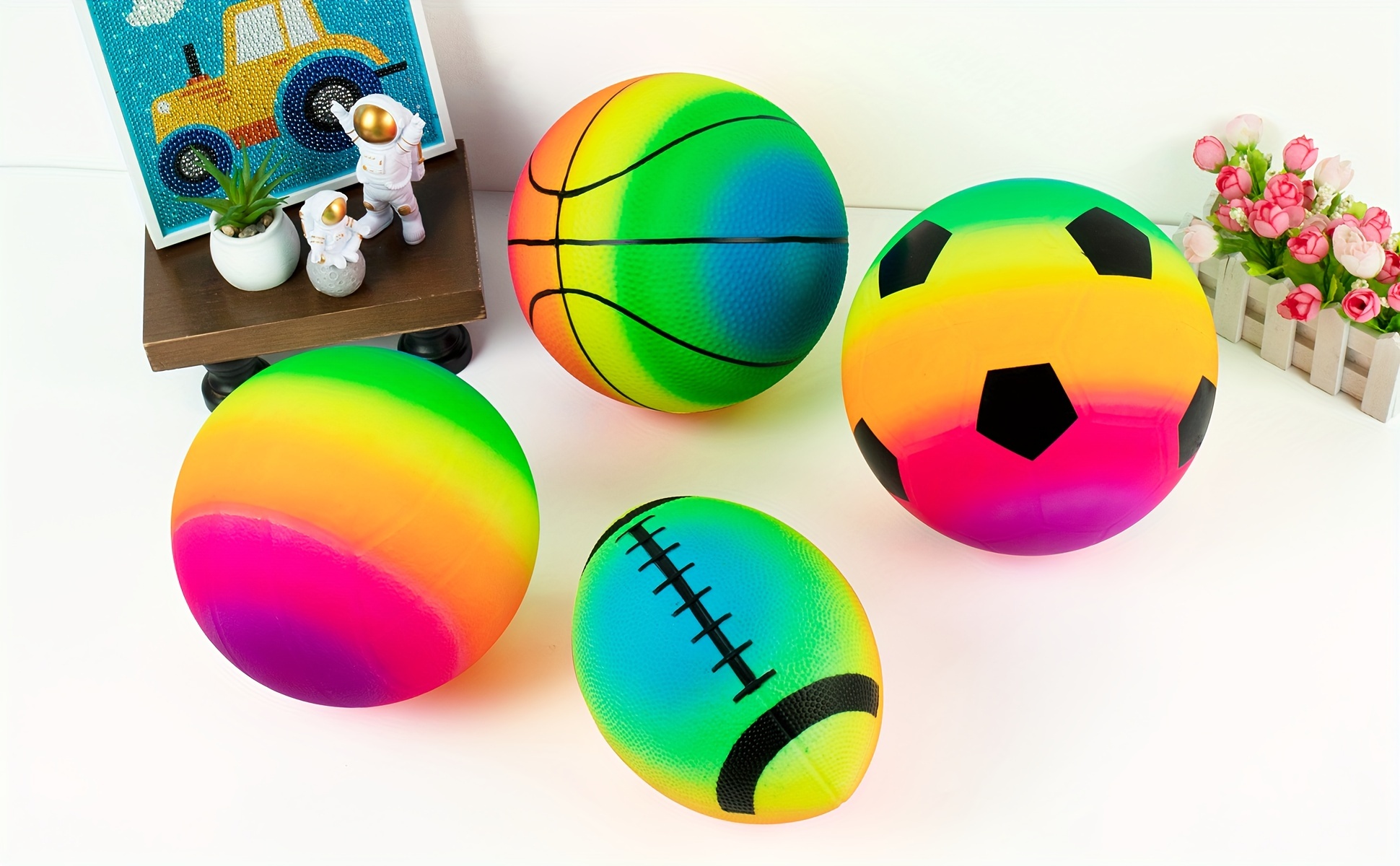 Homotte Rainbow Sports Balls Set of 4, Including an 8.5