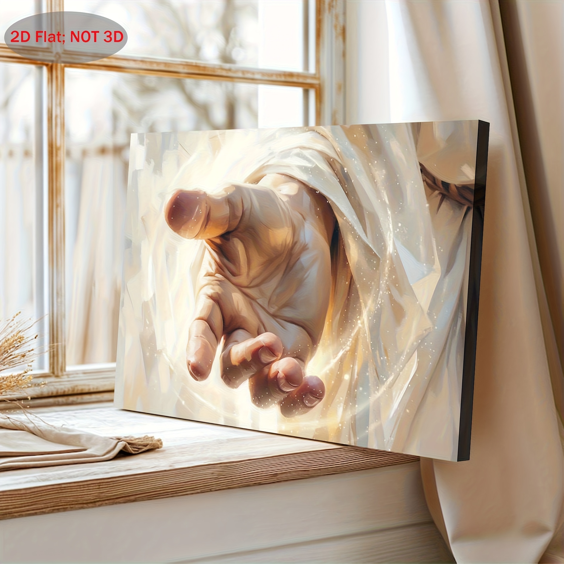 TEMU 2d Flat, 1pc Hand Of Jesus Christian Wall Art - Classic Religious Painting Of Jesus Extending Hand, Faith Inspirational Decor For Home Church