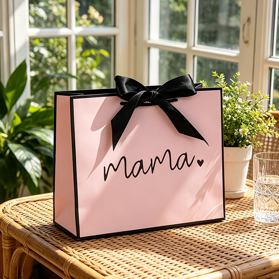 TEMU 1 Pink "mama" Gift Bag, An Easy-to-carry And Foldable Paper Gift Bag, Perfect As A Gift Bag For , And An For Mother's Day, Birthdays, Christmas,