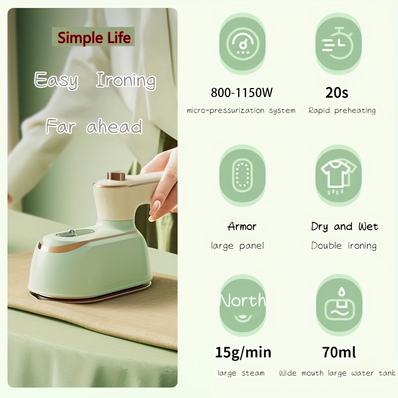 Mini Steam Iron - 1000W Travel Iron, 180 Degree Rotating Foldable Steamer, 20s Fast Heat Up, Ceramic Nonstick Soleplate, Portable For Home, Office