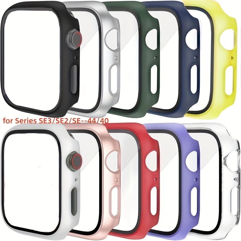 TEMU 10pcs Watch Screen Protectors For Watch Series Se3/se2/se/6/5/4, Lightweight With Tempered Glass Film, Iwatch 40mm, 10 Colors, Gift For Boys And