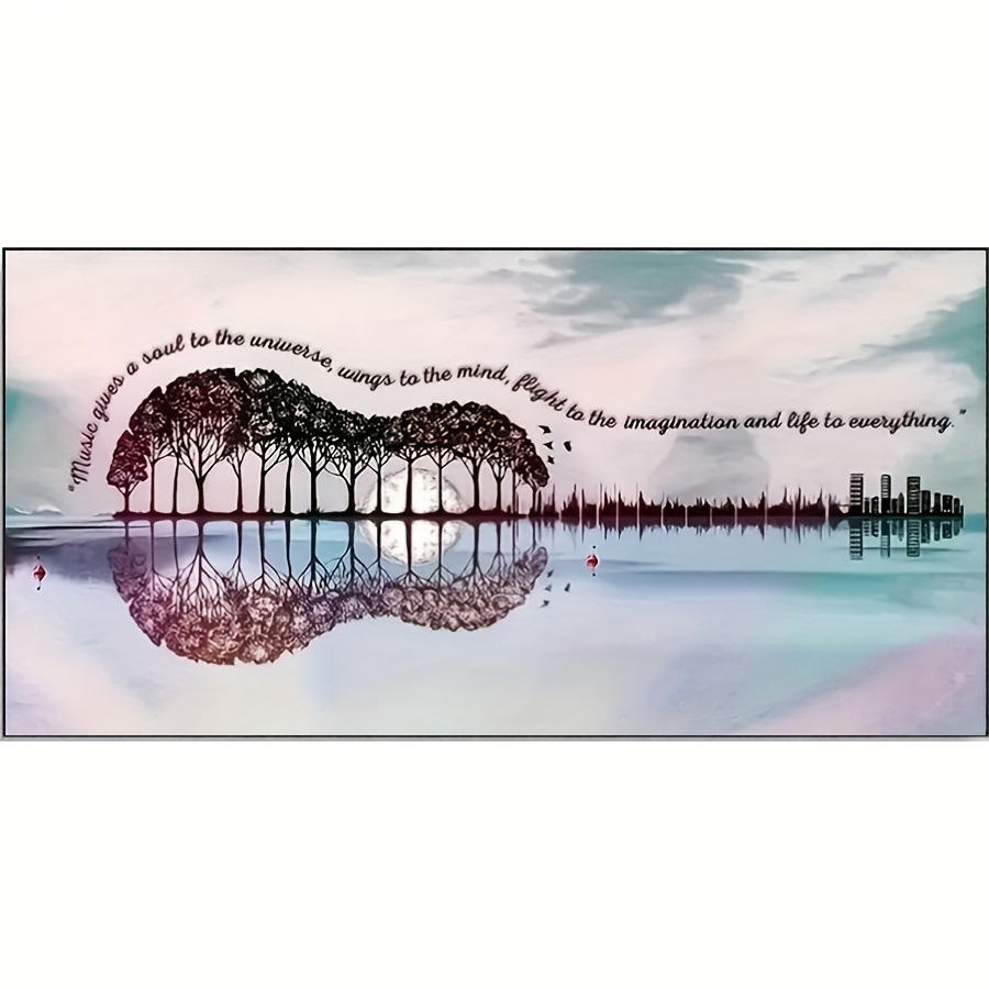 1pc guitar tree canvas poster art design fashion home decor gift for friends family suitable for living room bedroom office kitchen bar wall decor waterproof odorless painting material fabric print artwork unframed