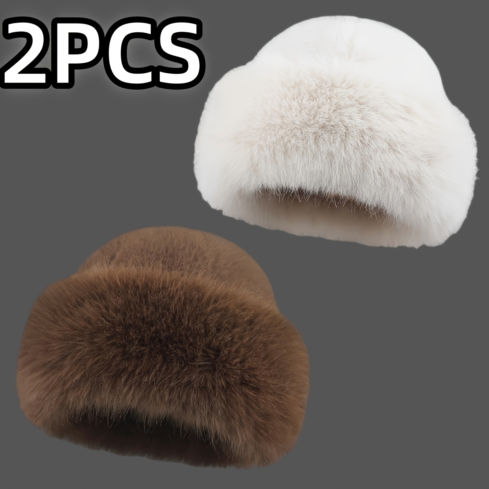 [2pcs Plush Warm Hats] 2pcs Women's Plush Warm Hats - Thickened Mongolian Hat For Autumn/winter, Fashionable Look In Cold Weather Outdoor Activities