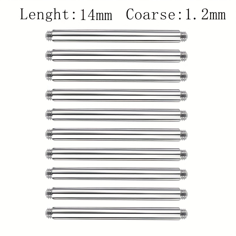 TEMU 10 stuks/partij 316 roestvrij staal 14G 16G Rechte Barbell Ring Oorbel Stud Tongue Bar Piercing Vervanging Toevoegingen