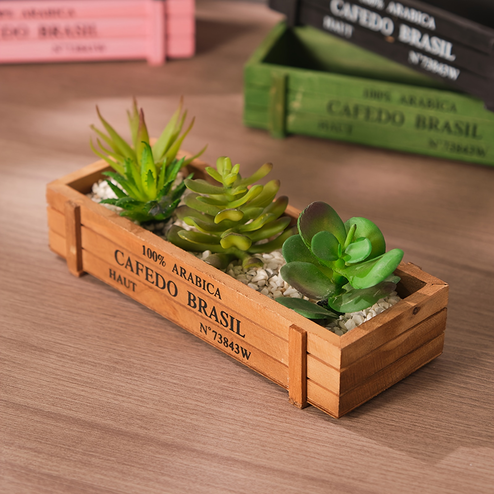 

1pc, Wooden Planter Box, Storage Box With Crate Style, Box, Rustic Rectangle Box Planter For , Decor And Storage, Planter Boxes For Outside Large