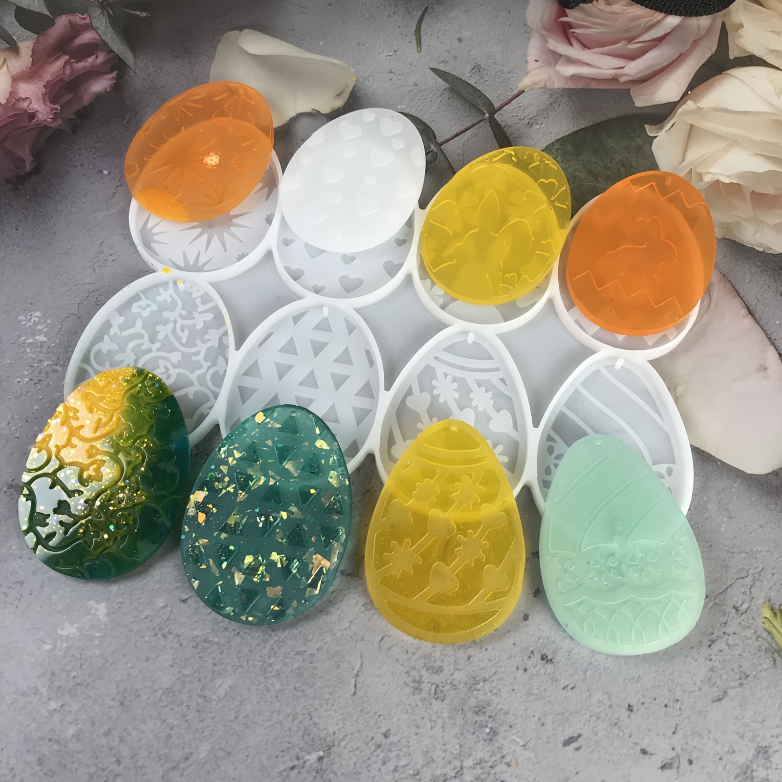 

Easter Egg Resin Casting Molds Set, Silicone Pendant And Keychain Molds For Diy Crafts, Irregular Shapes Jewelry Making Tools, Epoxy Resin Craft Mold Kit With Various Patterns