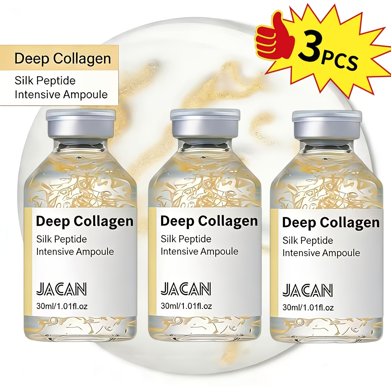 3pcs deep collagen     lifting ampoule with collagen and 30     tightening and firming 72h hydration making     and healthy