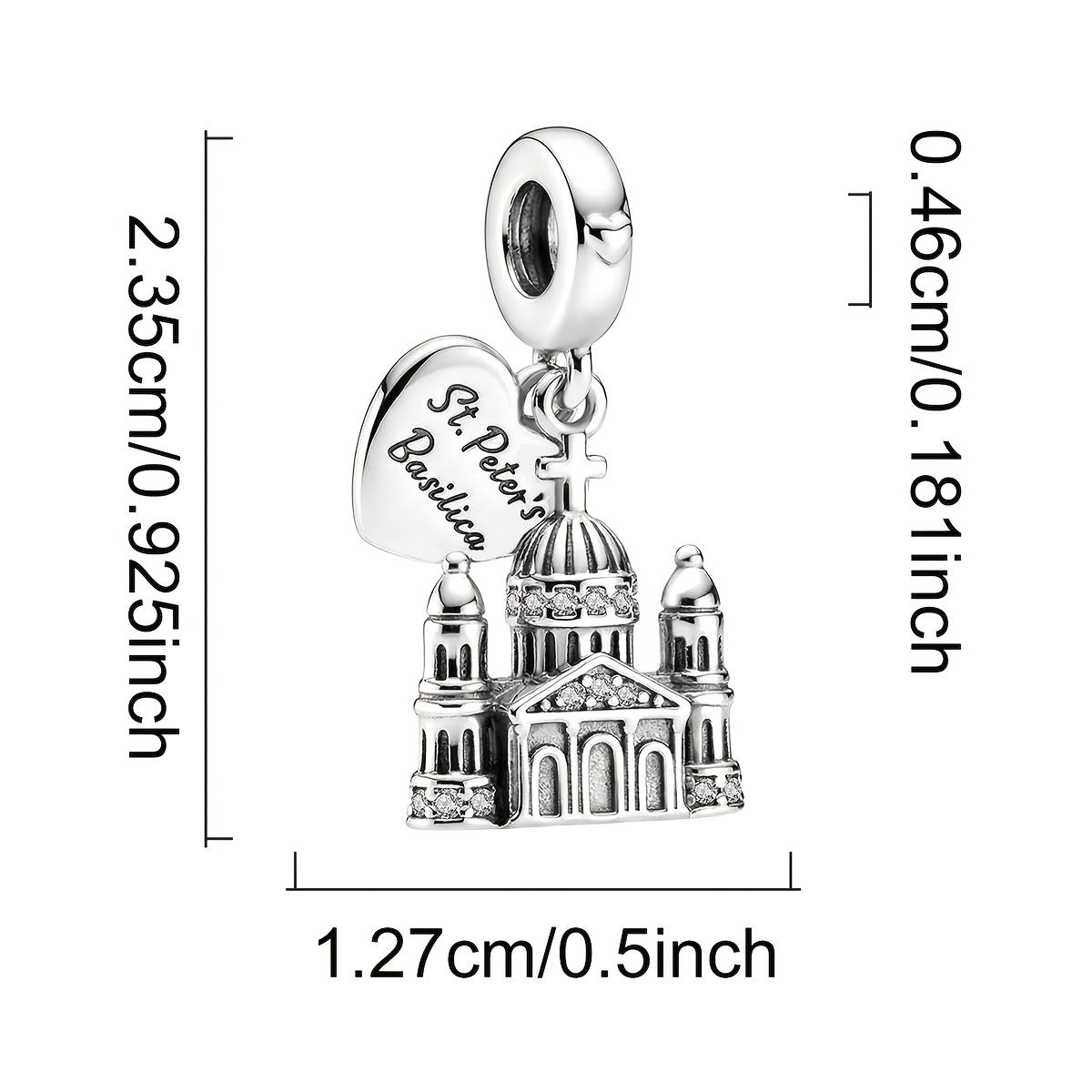 Women's 925 Silver St. Peter's Basilica DIY Beaded Pendant