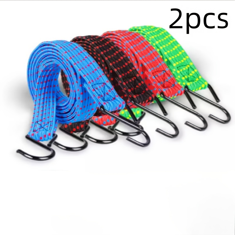 Image of Random Color 2pcs Double-hook Elastic Luggage Straps - Straps, Suitable For Suitcases And Cars - Cargo Straps, Ideal For Travel And - Durable And , With Reinforced Structure